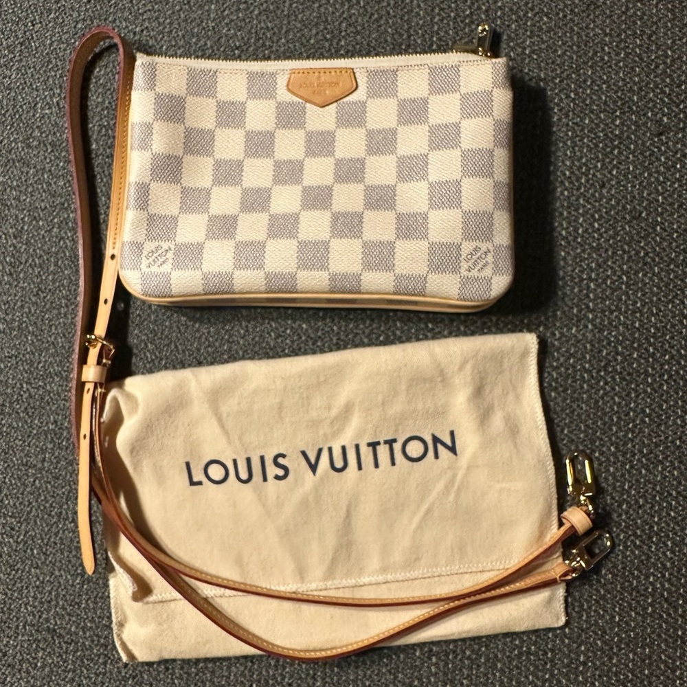Louis Vuitton Damier Azul double zipper pouchette.